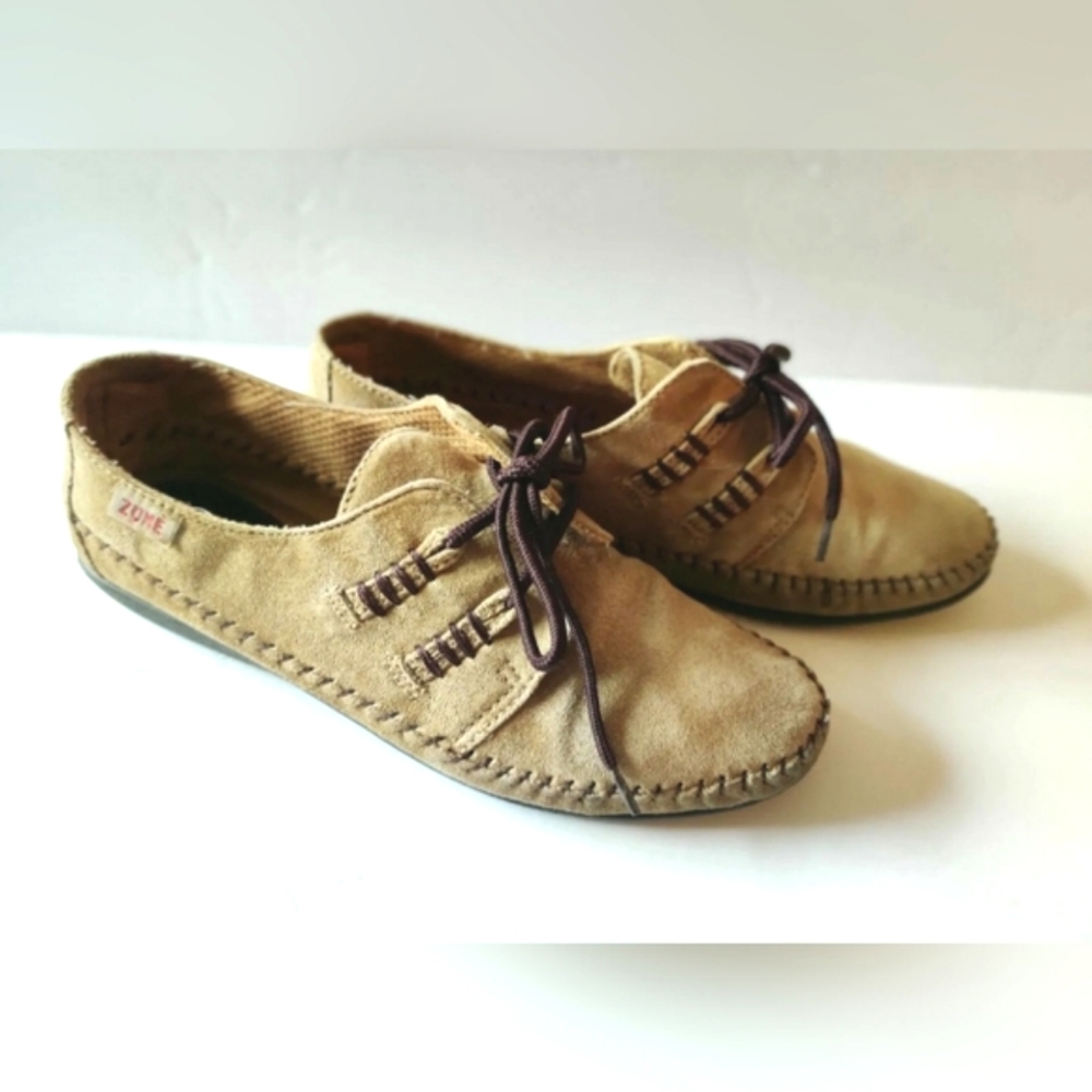 Zune Captain Brown Suede Moccasins Casual Women's Shoes Size 10 Barely Worn